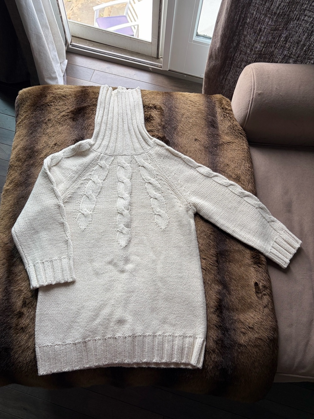 GAP Cream Cable-Knit 3/4 sleeve Turtleneck Sweater - NWT